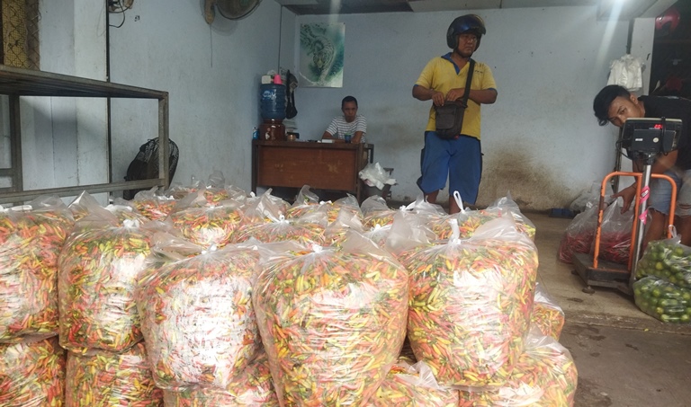 MELONJAK: Harga komoditas cabai rawit melonjak naik di Pasar Tanjung Anyar Kota Mojokerto semenjak sebulan terakhir.