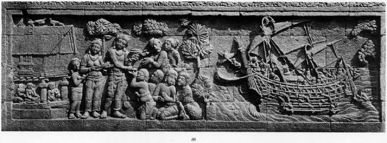 BUKTI SEJARAH: Relief Candi Borobudur menggambarkan peradaban maritim dan bentuk kapal kuno abad ke-8 yang menjadi cikal bakal Jung Jawa. (foto: dok.)
