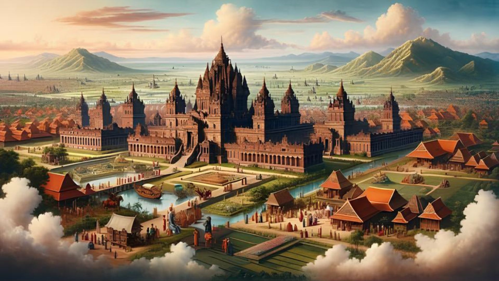 Ilustrasi Kerajaan Majapahit pada masa kejayaan