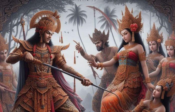 Ilustrasi Kisah Minak Jinggo dan Ratu Kencana Wungu (Sumber Foto: Pinterest)