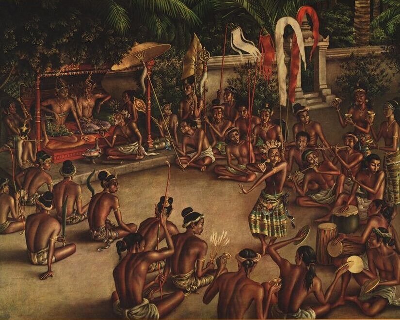 Ilustrasi  Sraddha sebagai perayaan pesta saat zaman Kerajaan&nbsp;Majapahit