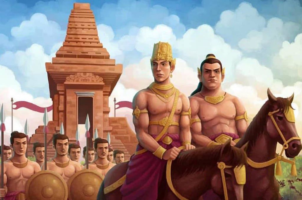 Ilutrasi Raja Hayam Wuruk dan Patih Gajah Mada