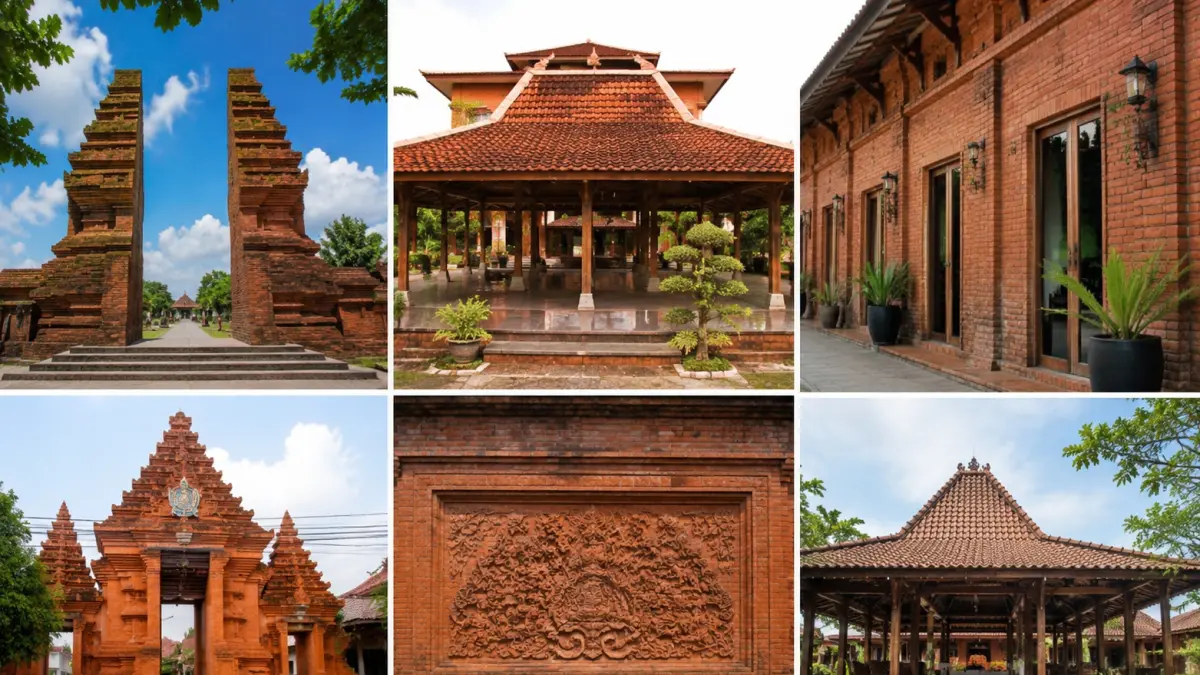 Warisan arsitektur Majapahit masih dapat dijumpai melalui penggunaan gapura, bata merah, pendopo, dan ornamen khas yang diterapkan pada berbagai bangunan modern.