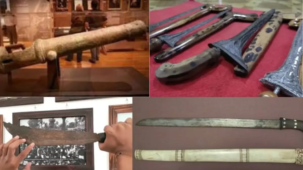 Cetbang, keris, tombak, dan pedang menggambarkan sebagian persenjataan yang mendukung kekuatan militer Kerajaan Majapahit pada masa kejayaannya.