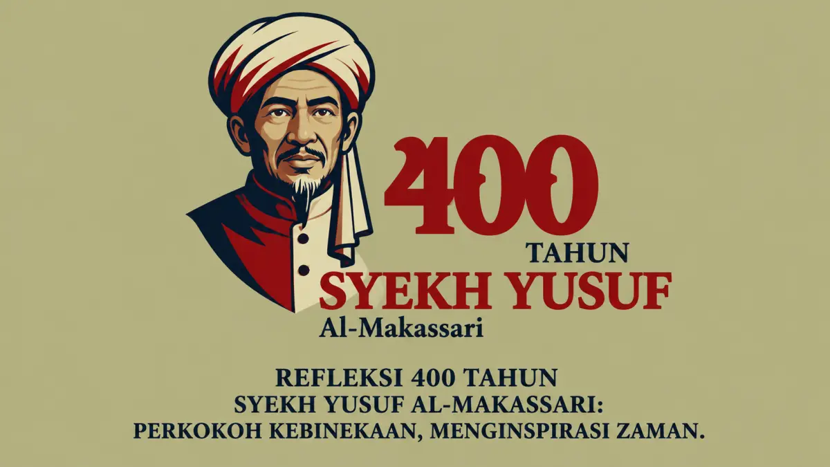 ULAMA NUSANTARA: Poster refleksi 400 tahun Syaikh Yusuf Al Makasari dalam acara diskusi di BP Kebudayaan Jatim. Rabu( 16/9)