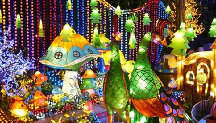 LED light garden with thousands glimmering light