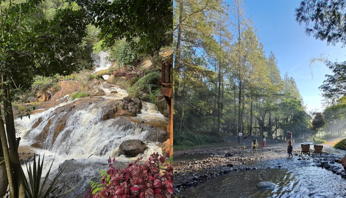 Datanla Waterfall (kiri) & Bedengan (kanan). (Jeanniefer Rachman & Ulfi U