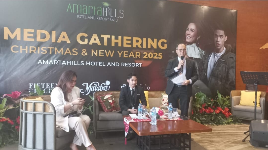SIAPKAN PESTA: General Manager Amartahills Hotel and Resort Edy Nizon Fong saat acara media gathering, Kamis (19/12)