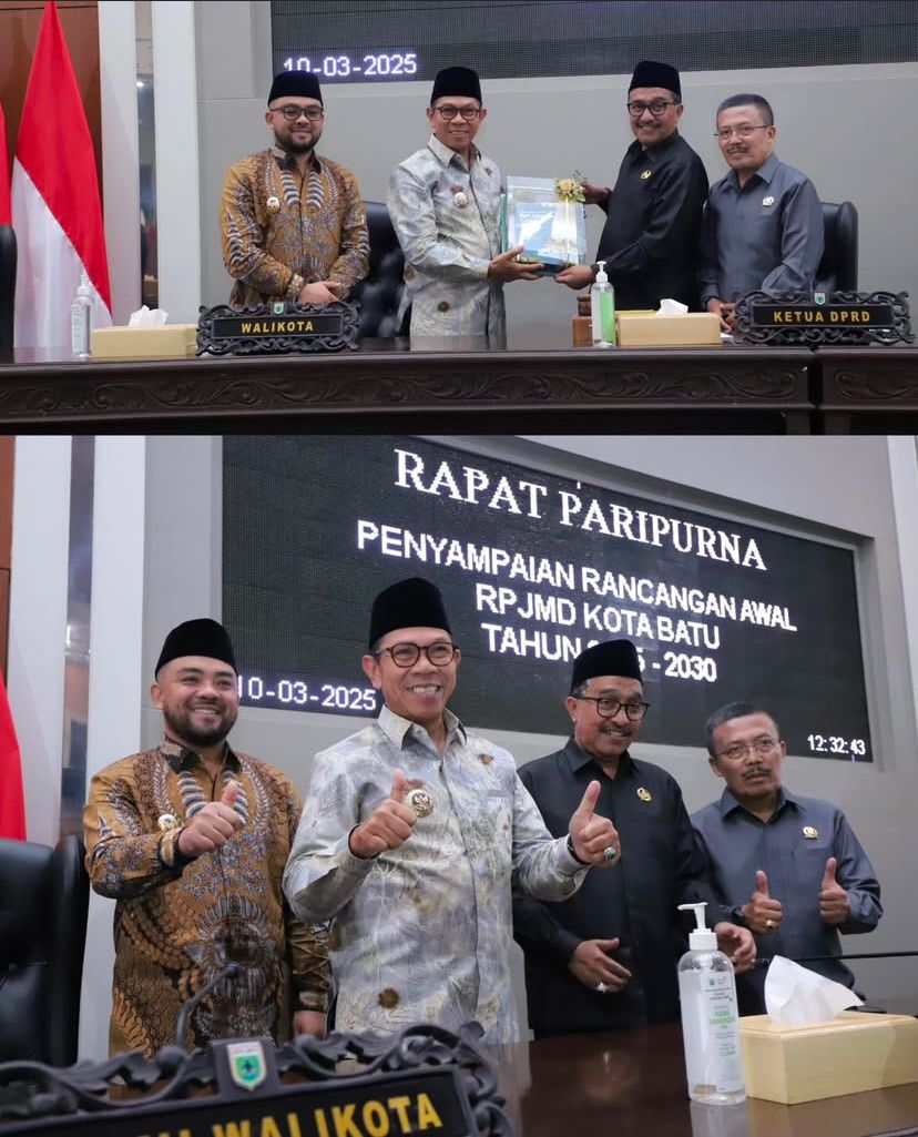 Pemerintah Kota Batu sampaikan rancangan awal RPJMD tahun 2025-2030 dalam rapat paripurna DPRD. (instagram/@prokopim_kwb)