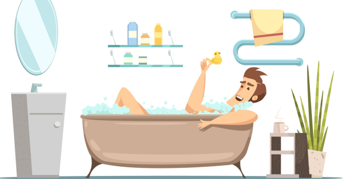 Ilustrasi orang yang sedang mandi (pch.freepik)