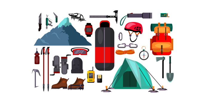 Ilustrasi gear outdoor (freepik.com).