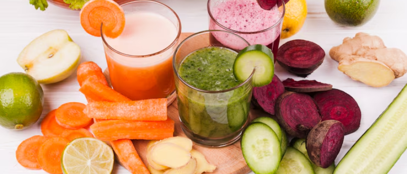 Ilustrasi kombinasi jus sayur dan buah (freepik)
