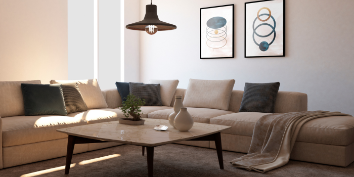 Ilustrasi design interior ruang tamu dengan nuansa elegan (pch.freepik.com)