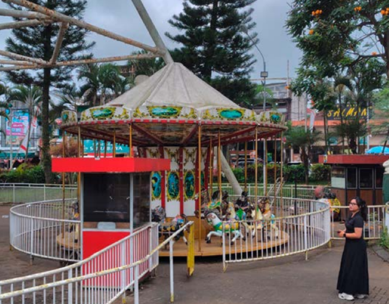BAKAL DIUBAH: Sisi sebelah barat Alun-Alun Kota Wisata Batu bakal dijadikan play area usai revitalisasi tahun depan.
