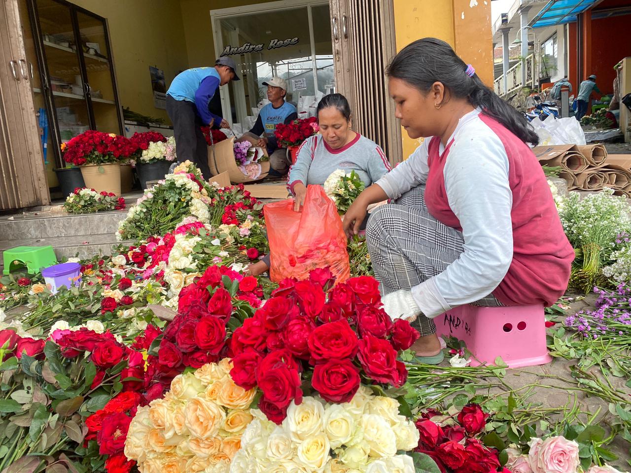JADI FAVORIT: Bunga mawar jadi pilihan mayoritas pasangan untuk kado valentine.