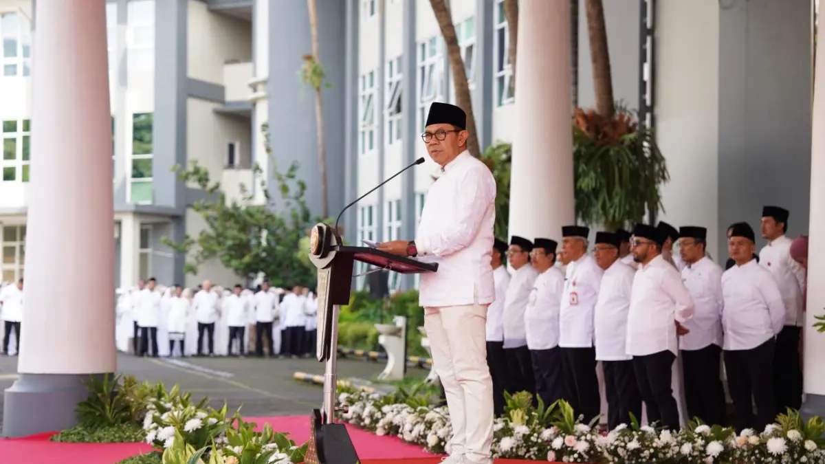 HEMAT ANGGARAN: Sejumlah ASN di lingkungan Pemkot Batu melakukan apel pagi pada 25 Maret lalu. PROKOPIM KOTA BATU FOR RADAR BATU