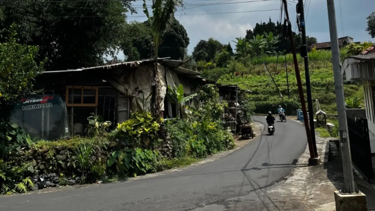 WAJIB RELOKASI: Salah seorang pemotor tampak melintas di sekitar kandang babi di Desa Bulukerto, Kecamatan Bumiaji beberapa waktu lalu. ZANADIA MANIK FATIMAH/RADAR BATU