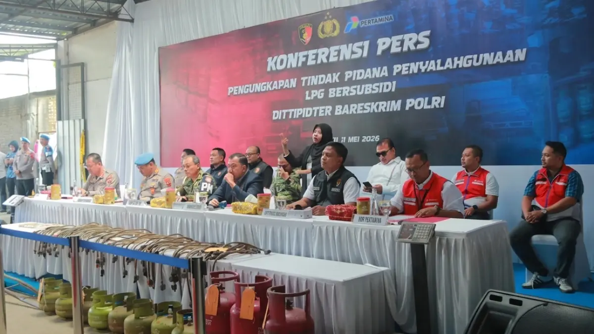 KONFERENSI PERS BARESKRIM POLRI: Mengungkap Kasus Penyalahgunaan LPG Bersubsidi di Kabupaten Klaten, Jawa Tengah. (Sumber: Istimewa)