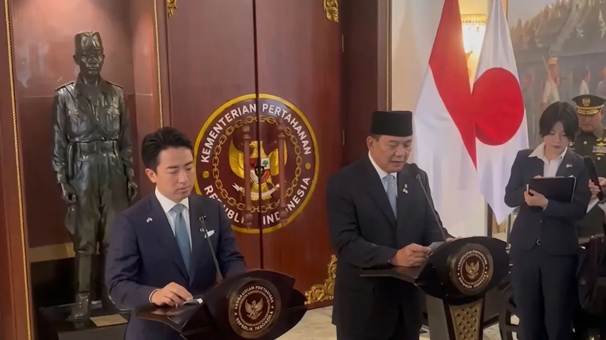MENHAN INDONESIA DAN JEPANG: Teken Kerja Sama dalam Bidang Pertahanan di Kantor Kementerian Pertahanan. (Sumber: Istimewa)