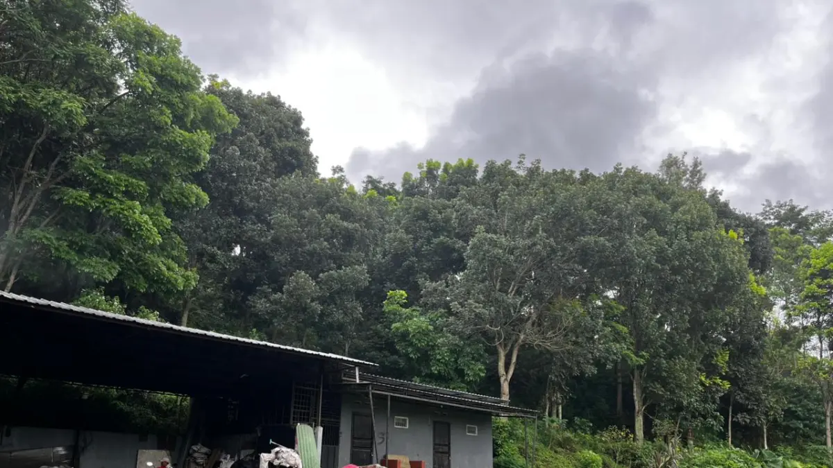 OBJEK SENGKETA: Dua orang petugas kebersihan tampak berbincang di area TPS yang berdiri di lahan sengketa beberapa hari lalu.