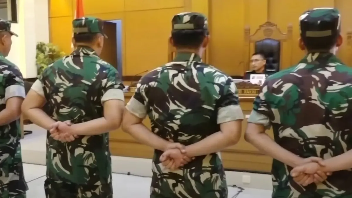 EMPAT TERDAKWA: Meminta Maaf atas Penyiraman Air Keras terhadap Andrie Yunus dan Memohon Tetap di TNI. (Sumber: Istimewa)