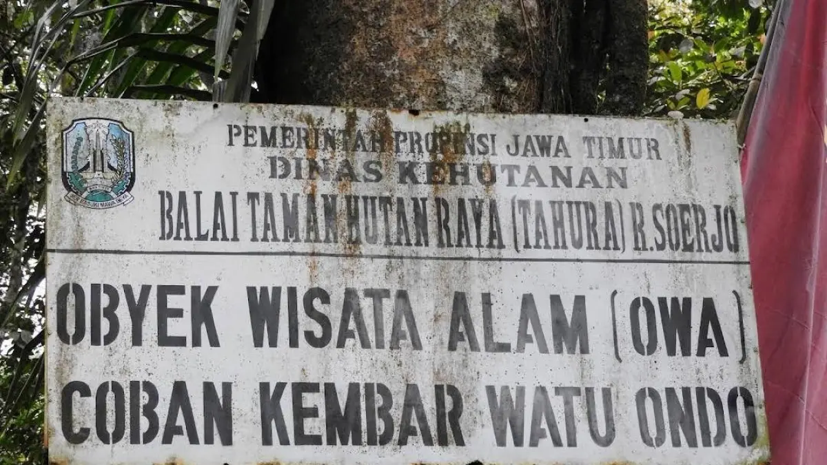 Plakat objek wisata Coban Kembar Watu Ondo. (Google Maps: Cemplongan)