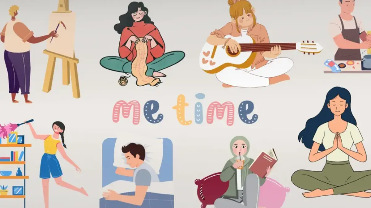 Ilustrasi kegiatan-kegiatan yang dapat dilakukan ketika me time (Sumber: Direktorat SMA - Kemendikdasmen)