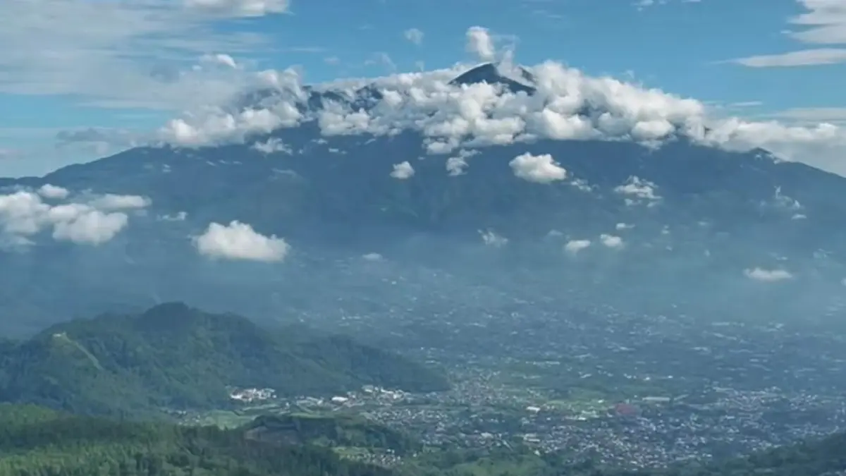 Panorama gunung dari Sabana Garotan. (Tiktok: @erickwidyanto)