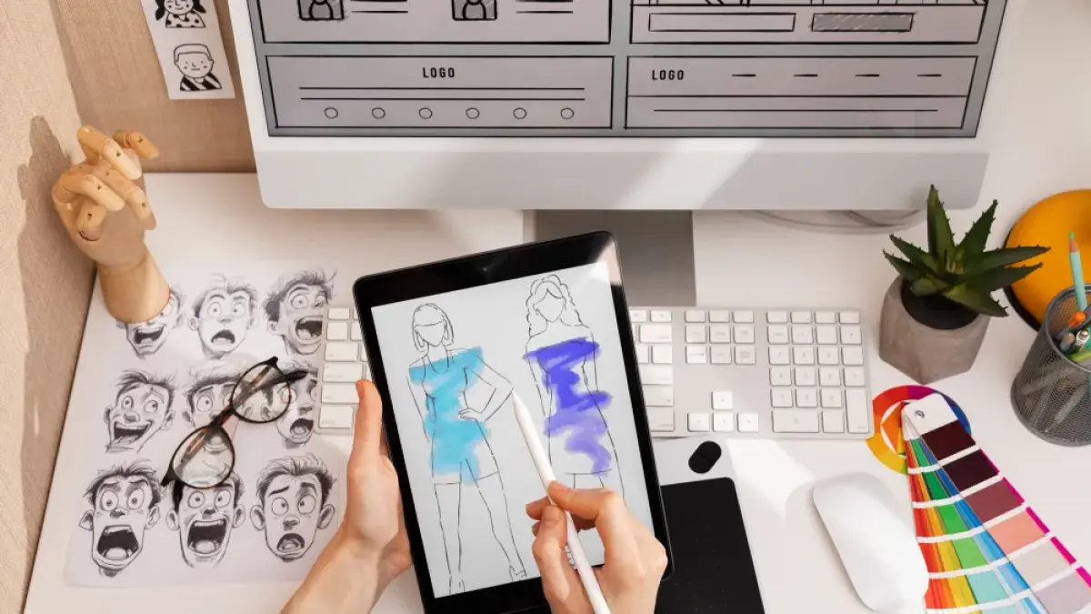 Ilustrasi seseorang yang sedang mendesign sebuah busana (Sumber: Cakrawala University)