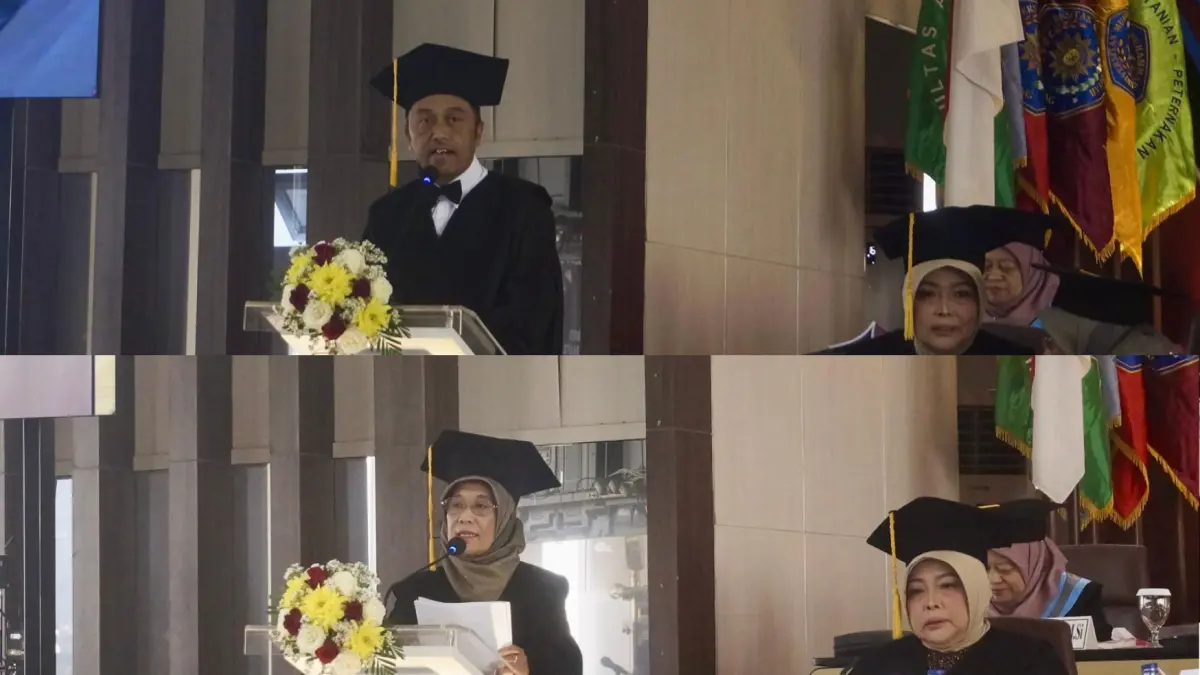 MEMBANGGAKAN: Prof. Dr. Ir. Lailis Syafa’ah, M.T. dan Prof. Dr. Ir. Machmud Effendy, S.T., M.Eng., IPM memberikan pemaparan materi mengenai hasil penelitiannya dalam kegiatan Pengukuhan Guru Besar di GKB IV UMM pada Kamis (11/6) RORI DINANDA BESTARI/RADAR BATU