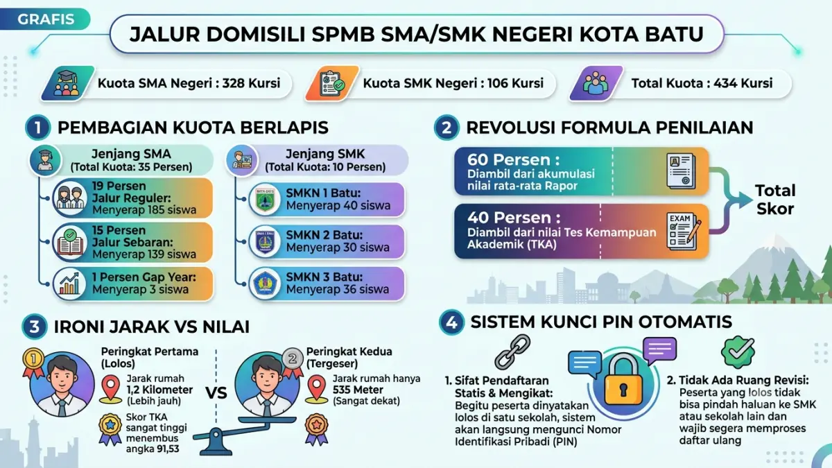 Grafis data SPMB jalur domisili Kota Batu.