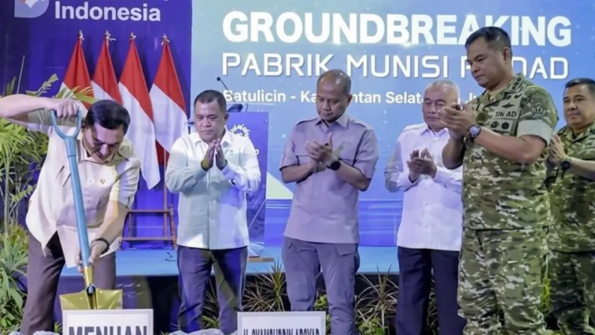 Peletakan batu pertama pembangunan pabrik amunisi di Batulicin, Kalimantan Selatan. (Istimewa.)