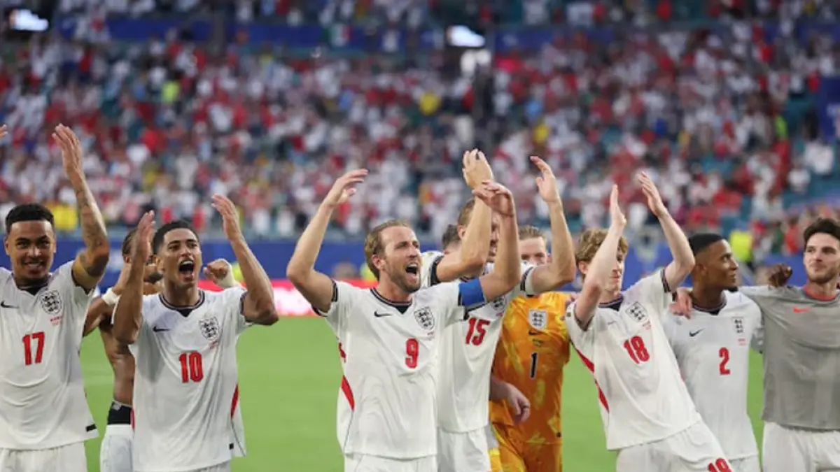 Euforia kemenangan Inggris usai melawan Norwegia dengan perolehan skor 2-1.