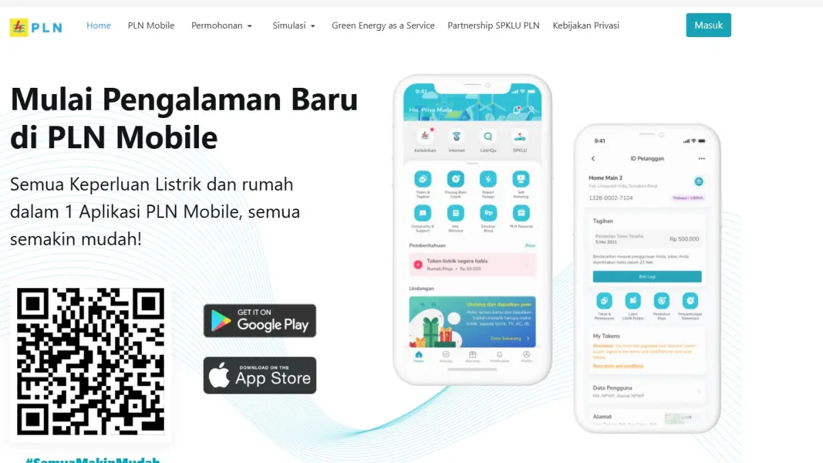 Tangkapan layar dari website resmi PLN.