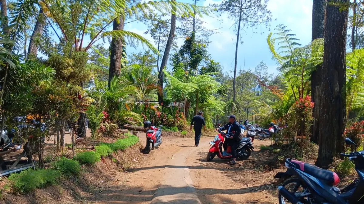 SWADAYA MASYARAKAT: Jalan di kawasan hutan di Desa Bulukerto, Kecamatan Bumiaji dibangun dengan iuran petani untuk memudahkan akses. (INDAH MEI YUNITA/RADAR BATU)