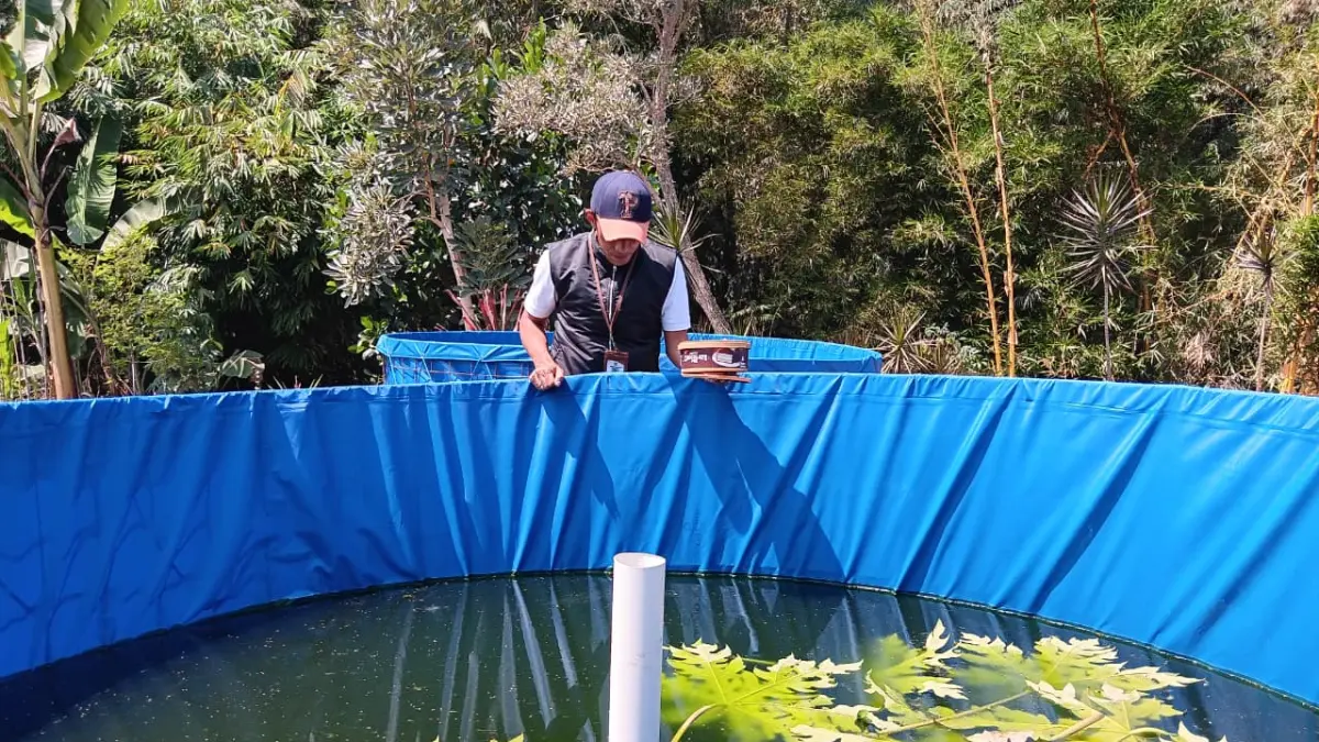RAMAH LINGKUNGAN: Kolam ikan di area TPS3R Kedung Kamulyan direncanakan bakal menggunakan panel surya untuk operasional aerator. (INDAH MEI YUNITA/RADAR BATU)