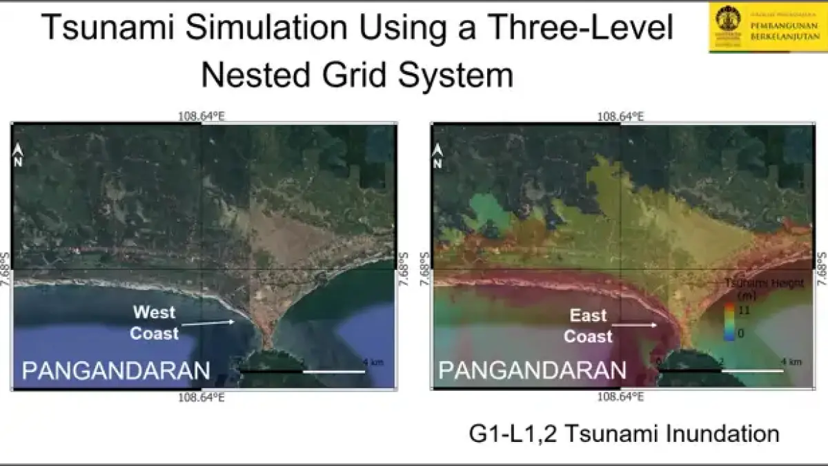 Peta Simulasi Tsunami Menggunakan Three-Level Nested Grid System. Foto: BRIN