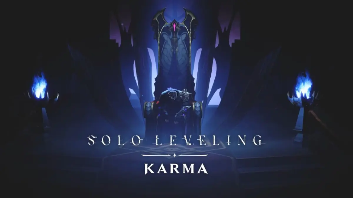 Solo Leveling: KARMA garapan Netmarble yang menampilkan siluet ikonis di atas singgasana berbalut atmosfer gelap khas semesta Solo Leveling. (Foto: Dok. Netmarble via UP Station Media)
