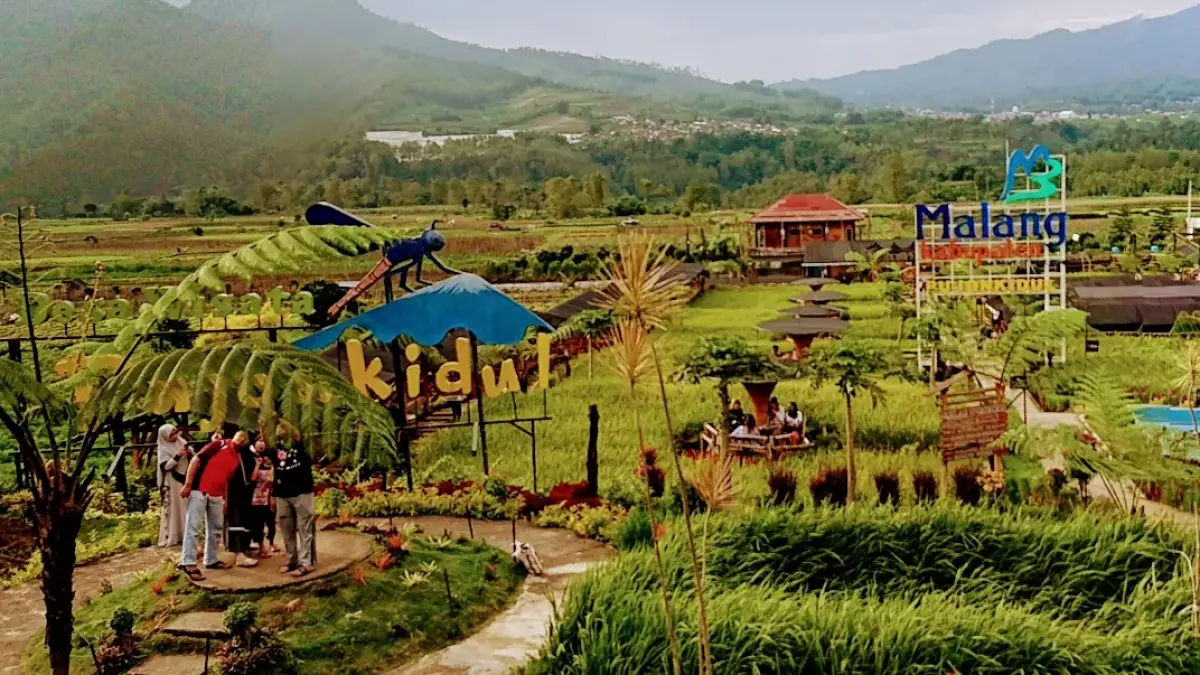 Hamparan sawah dan perbukitan jadi pemandangan yang menemani wisatawan saat berkunjung ke Desa Wisata Pujonkidul. (Google Maps/Desa Wisata Pujonkidul)