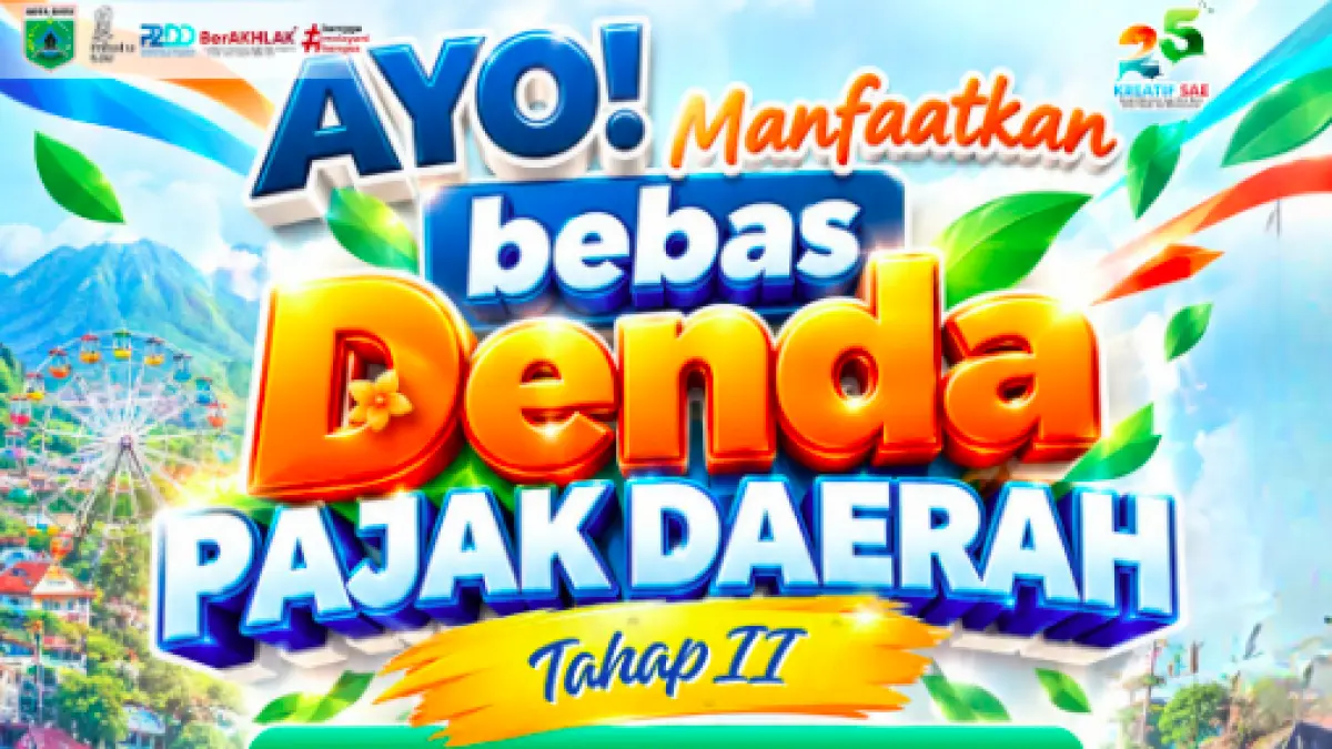Informasi resmi Program bebas denda pajak Kota Batu, berlaku mulai 1 hingga 31 Oktober 2026. Sumber: Instagram/@bapenda.kwb