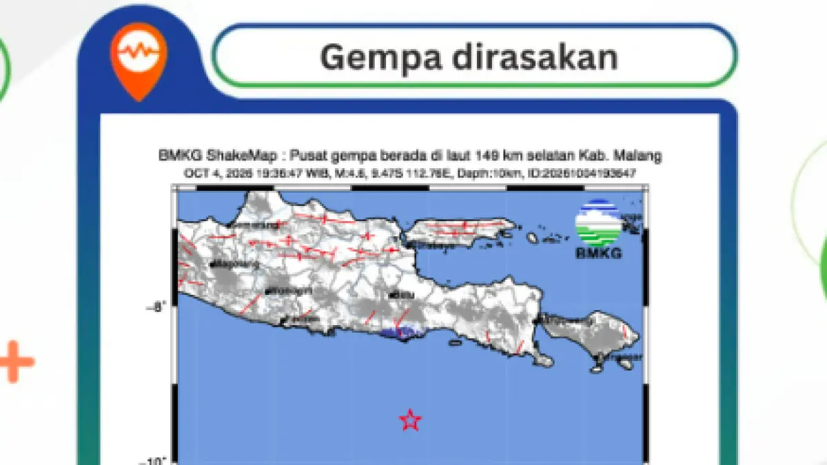 Laporan gempa di wilayah kabupaten Malang oleh BMKG (4/10) pada pukul 19:36:47. Sumber: Instagram/@infobmkg