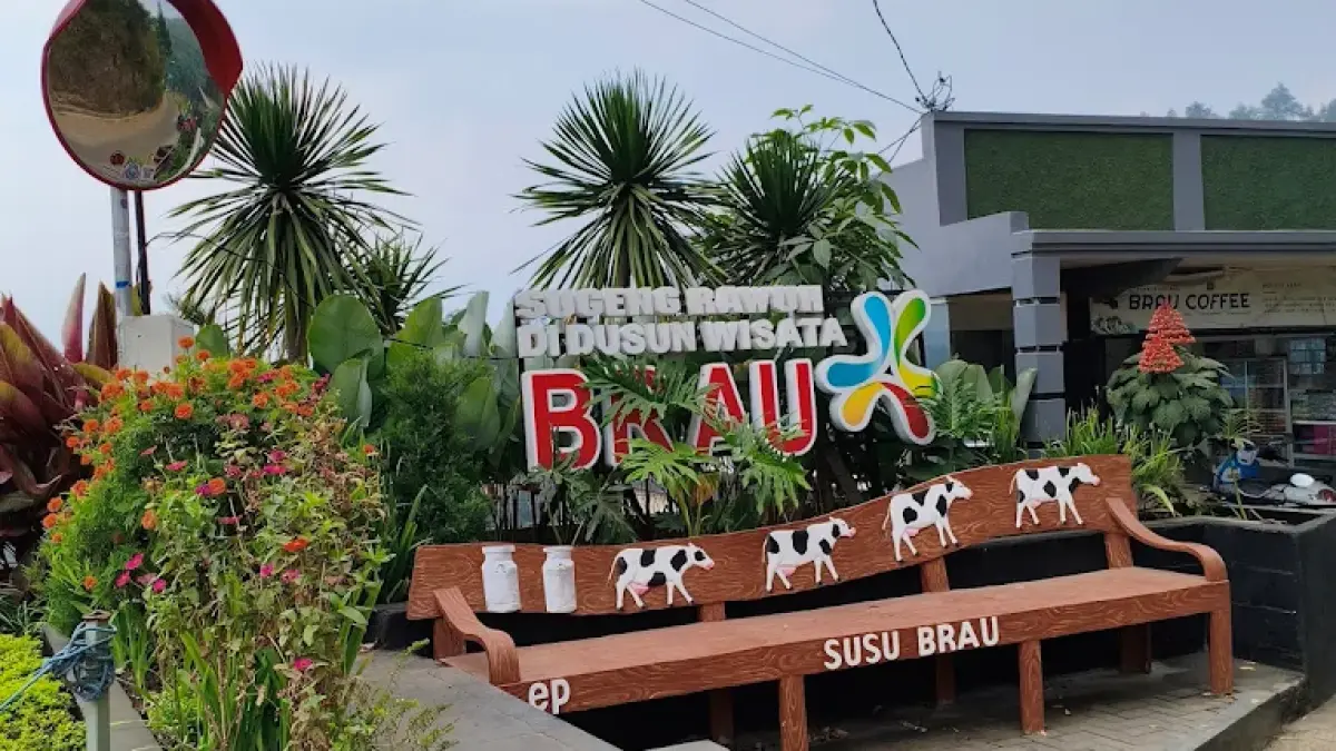 Ikon Desa Wisata Brau yang menjadi penanda kawasan wisata di Dusun Brau, Desa Gunungsari, Kota Batu. (Google Maps/Tegar Anggarida)