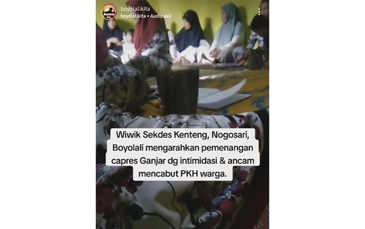 Tangkapan layar video viral yang diduga aksi Sekdes Boyolali saat mengintimidasi warga