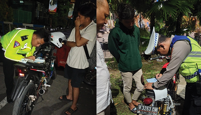 Razia Penilangan Kendaraan Dengan Knalpot Brong di SUkoharjo