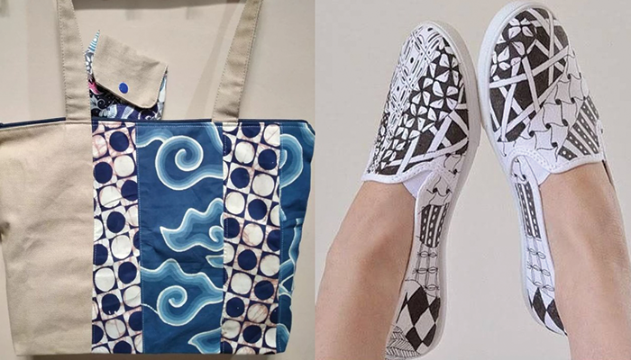 Kolase contoh aksesoris yang terbuat dari batik