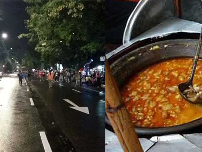 Suasana Kota Solo di malam hari (kiri) dan kuliner Solo pada malam hari (kanan) (JAWAPOS.COM/ INDONESIA.GO.ID)