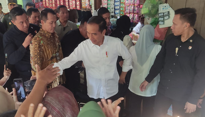 Presiden Jokowi saat blusukan di Oasar Kota Wonogiri Kamis (1/2).