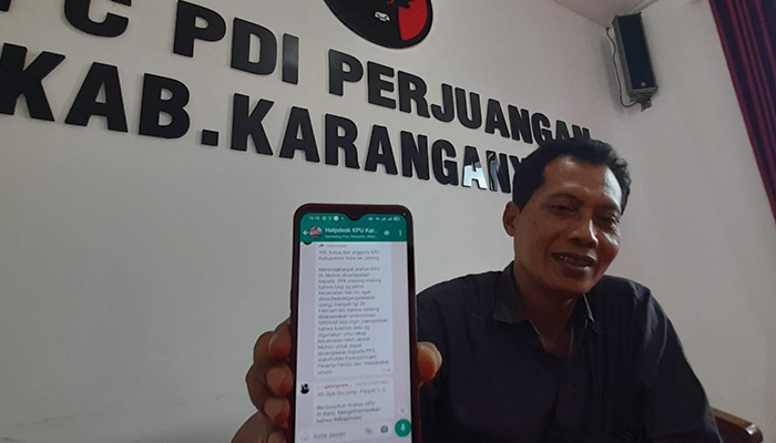 Kepala Badan Saksi Pemilu Nasional (BSPN) Dewan Pimpinan Cabang (DPC) Partai Demokrasi Indonesia Perjuangan (PDIP) Kabupaten Karanganyar Teguh Widayatmo.