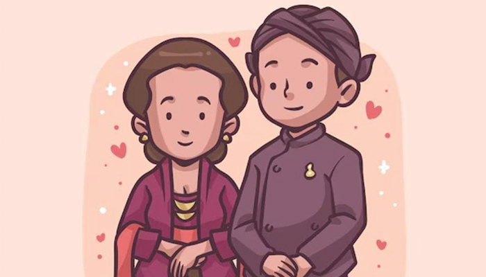 Ilustrasi pengantin adat jawa.