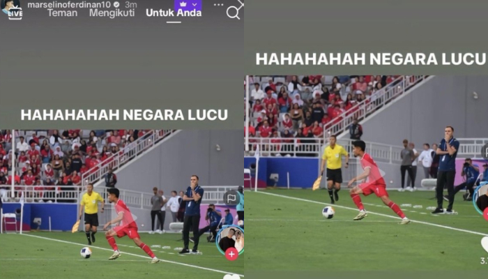 Unggahan story Marselino Ferdinan.
